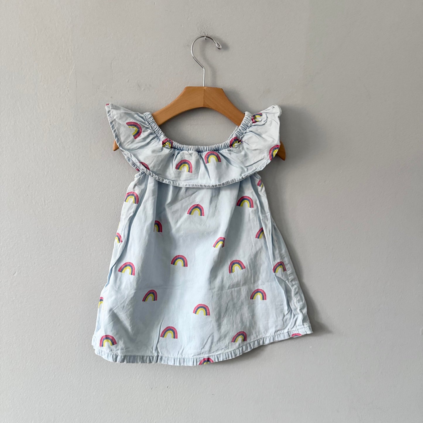 Hatley / Light denim x rainbow dress / 18-24M