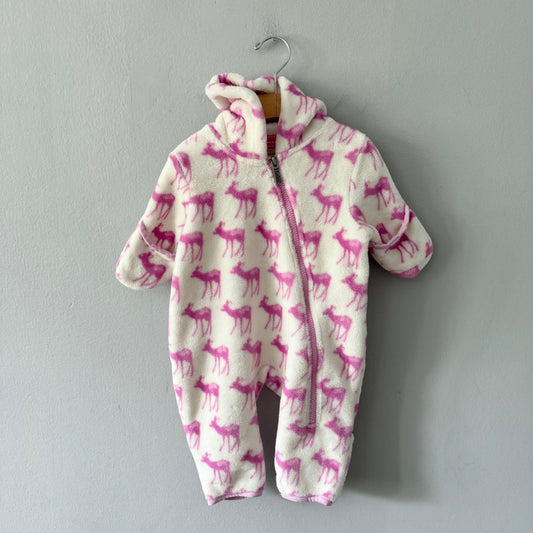 Hatley / White x pink fleece bunting / 3-6M