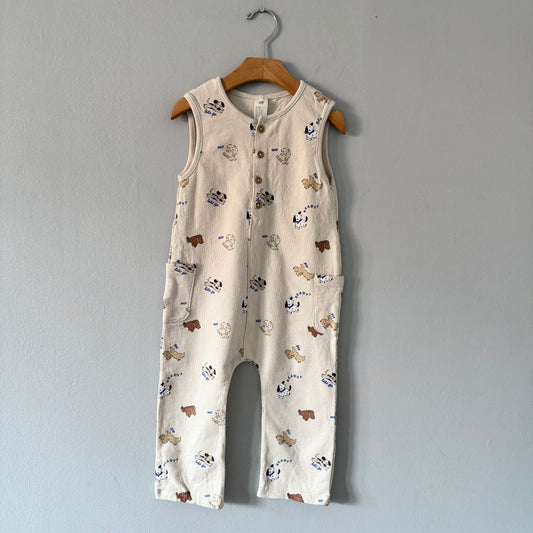 H&M / Ivory x dog tank romper / 18-24M