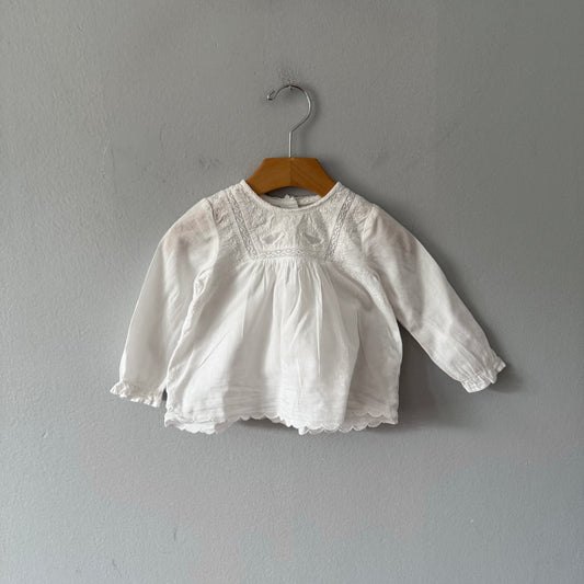 Zara / White long sleeve blouse / 9-12M