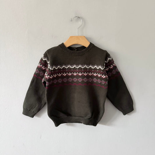 Mango / Dark brown cotton knit pullover / 2-3Y