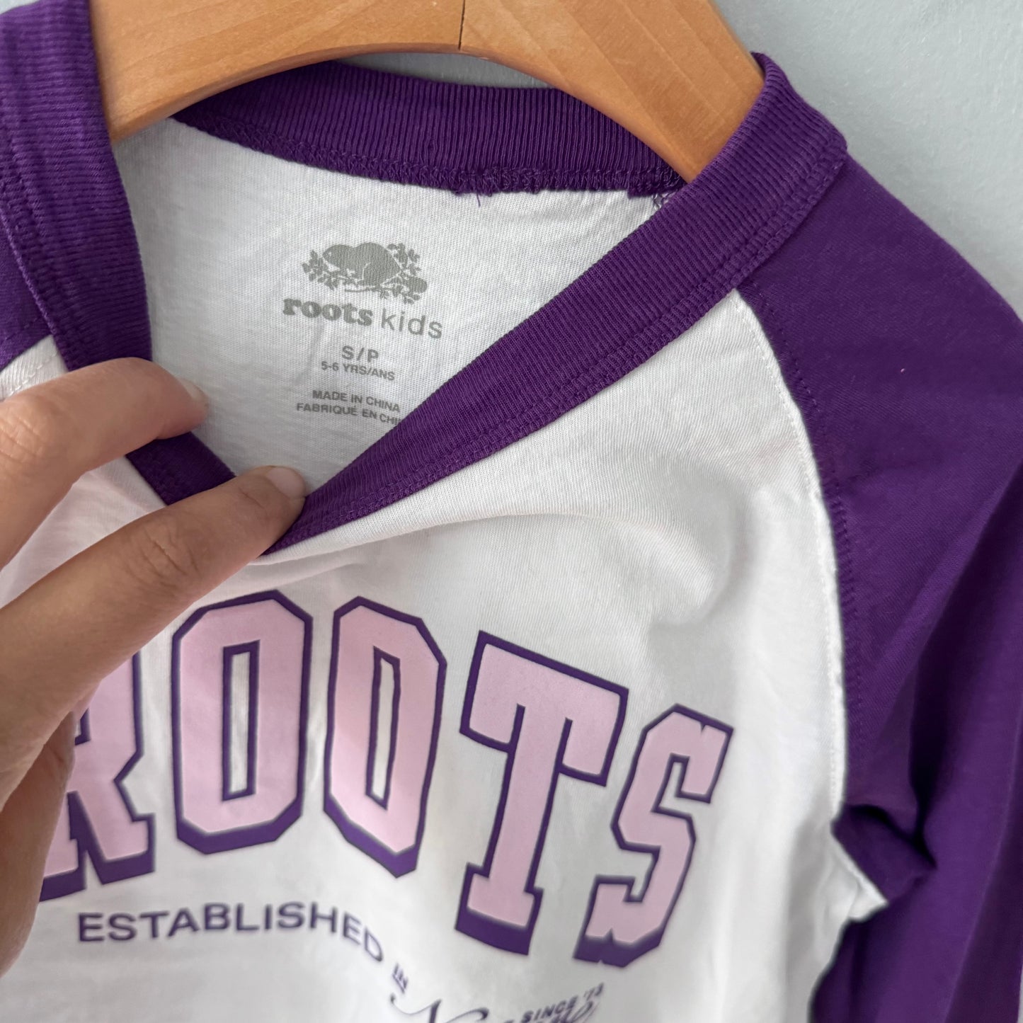 Roots / White purple long sleeve / 5-6Y