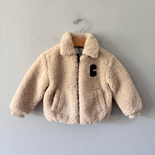 Zara / Sherpa beige zip up jacket / 12-18M