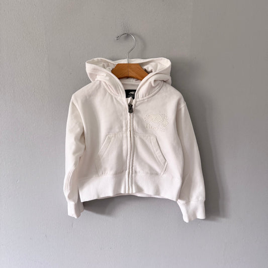 Roots / White zip up hoodie / 4T