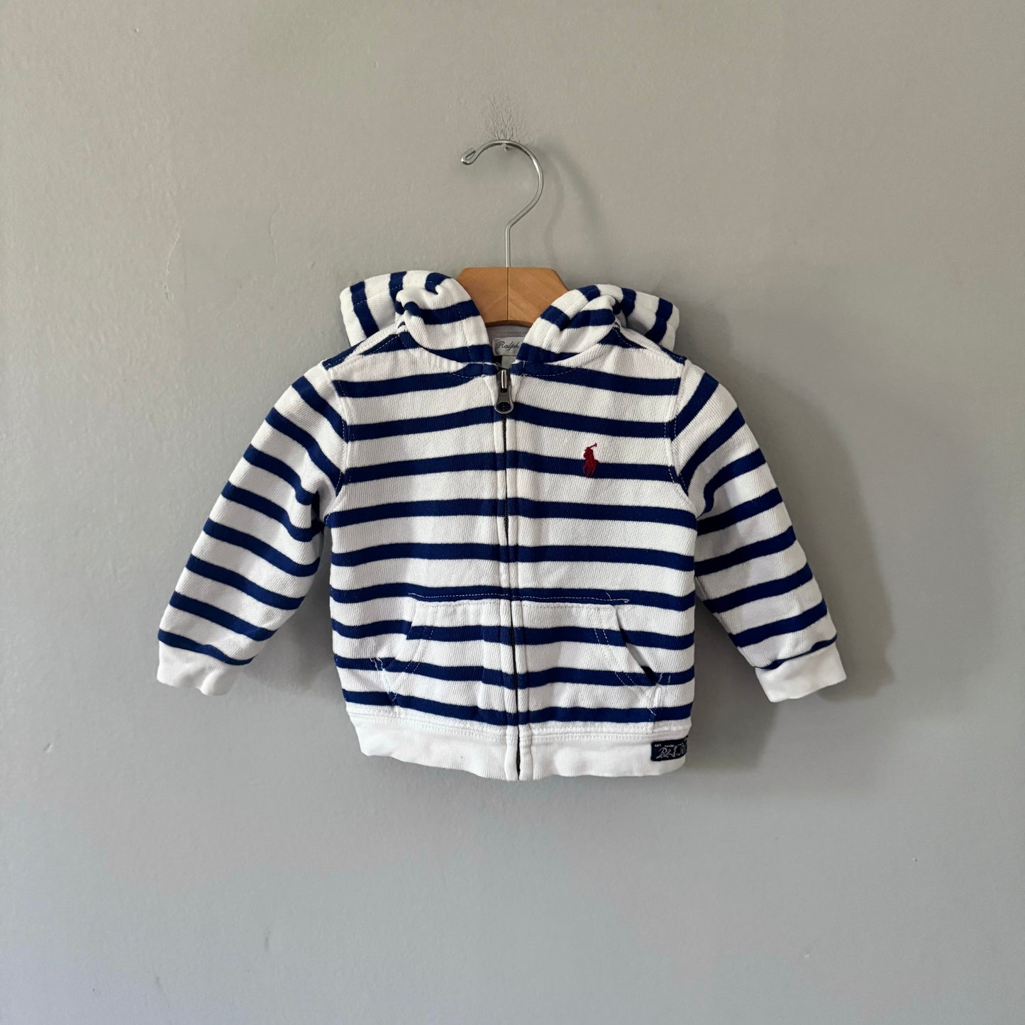 Polo Ralph Lauren / White blue stripe zip up hoodie / 9M