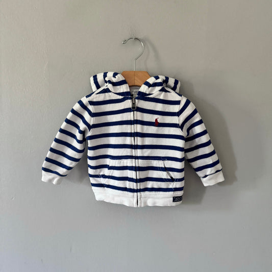 Polo Ralph Lauren / White blue stripe zip up hoodie / 9M