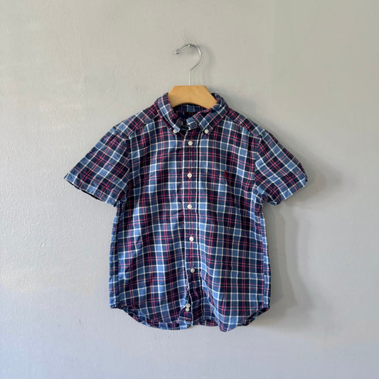 Polo Ralph Lauren / Navy blue red cotton shirt / 5Y