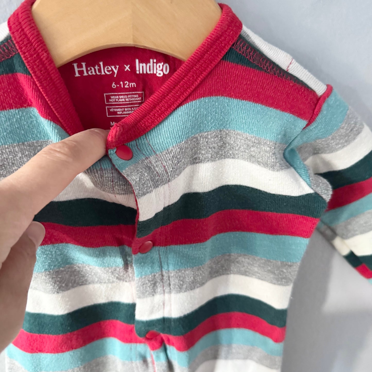 Hatley x Indigo / Stripe holiday romper / 6-12M