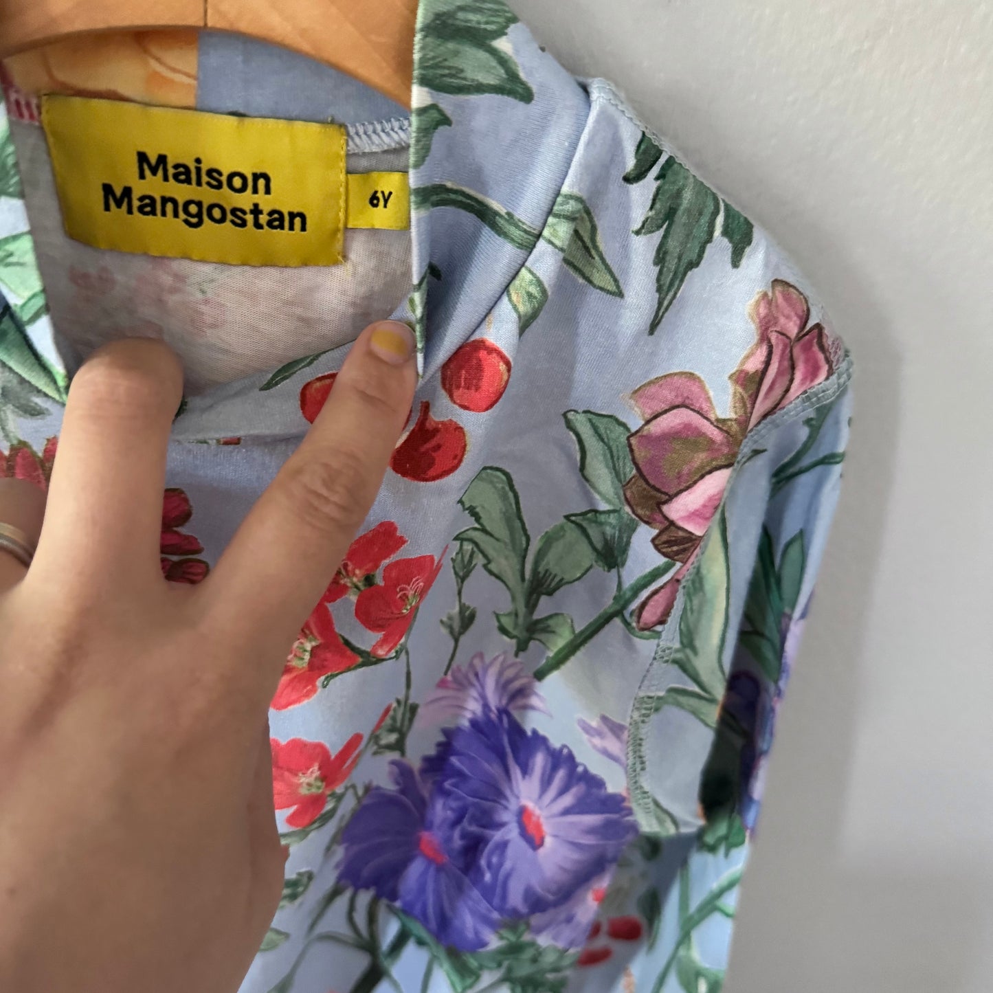 Maison Mangostan / Blue x floral dress / 6Y