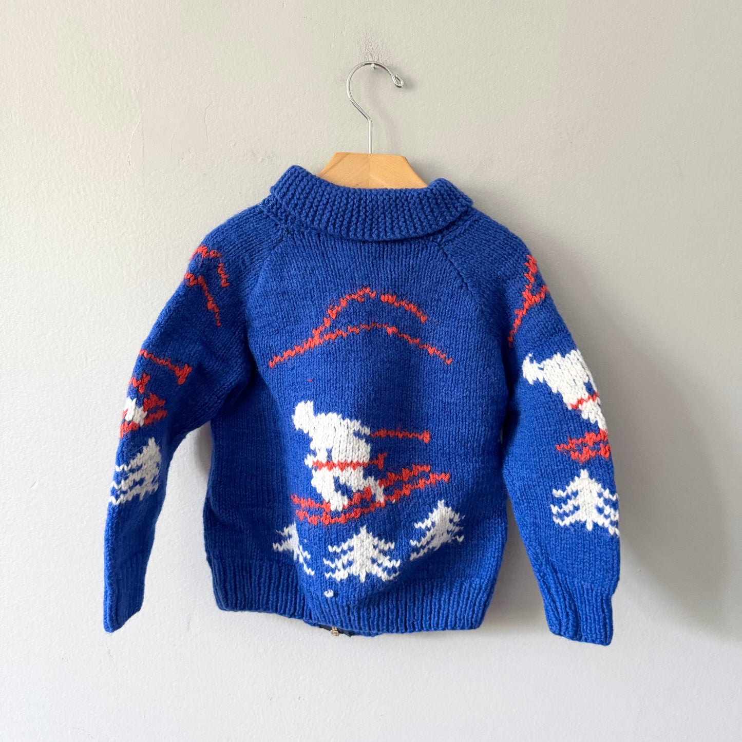 Handmade / Blue knit zip up jacket - Ski / 4Y