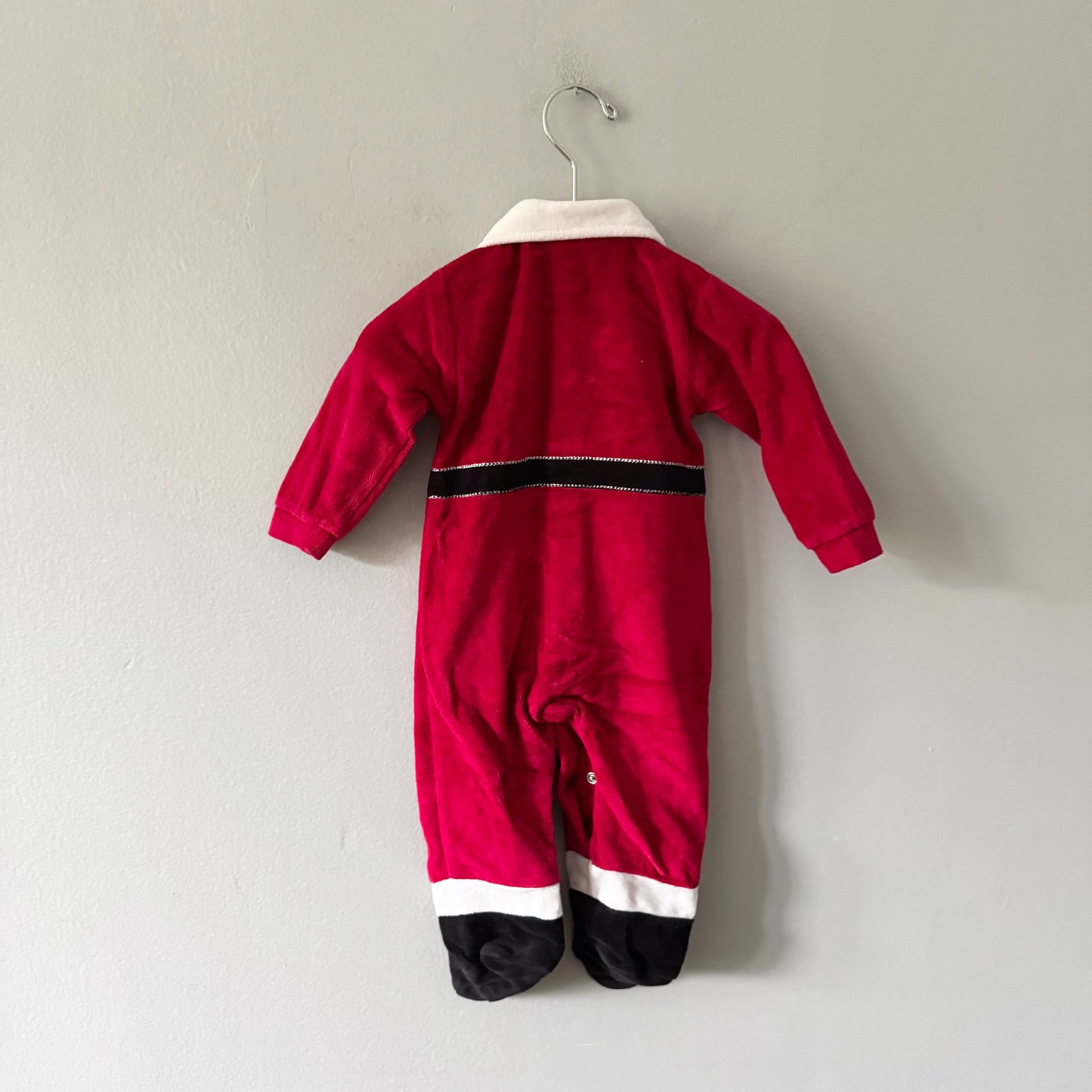 Emma & Jack / Santa Clause velour romper / 6M