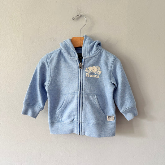 Roots / Blue salt and pepper zip up hoodie / 6-12M
