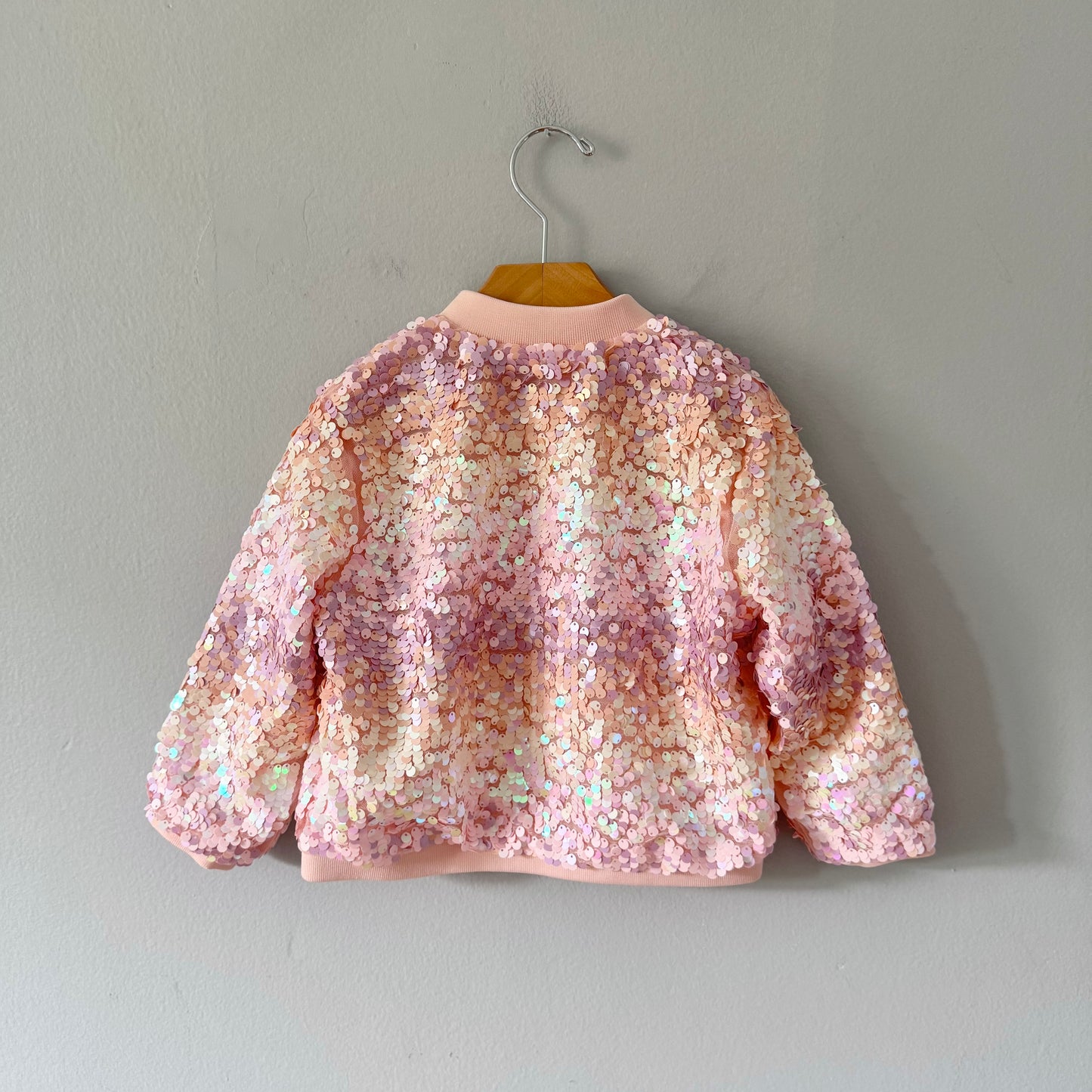 H&M / Pink sequin zip up jacket / 3-4Y