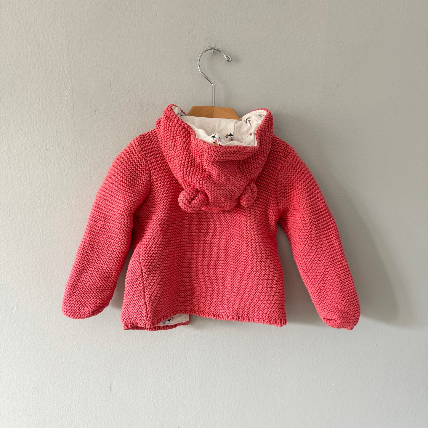M&S / Orange lined cotton knit jacket / 12-18M
