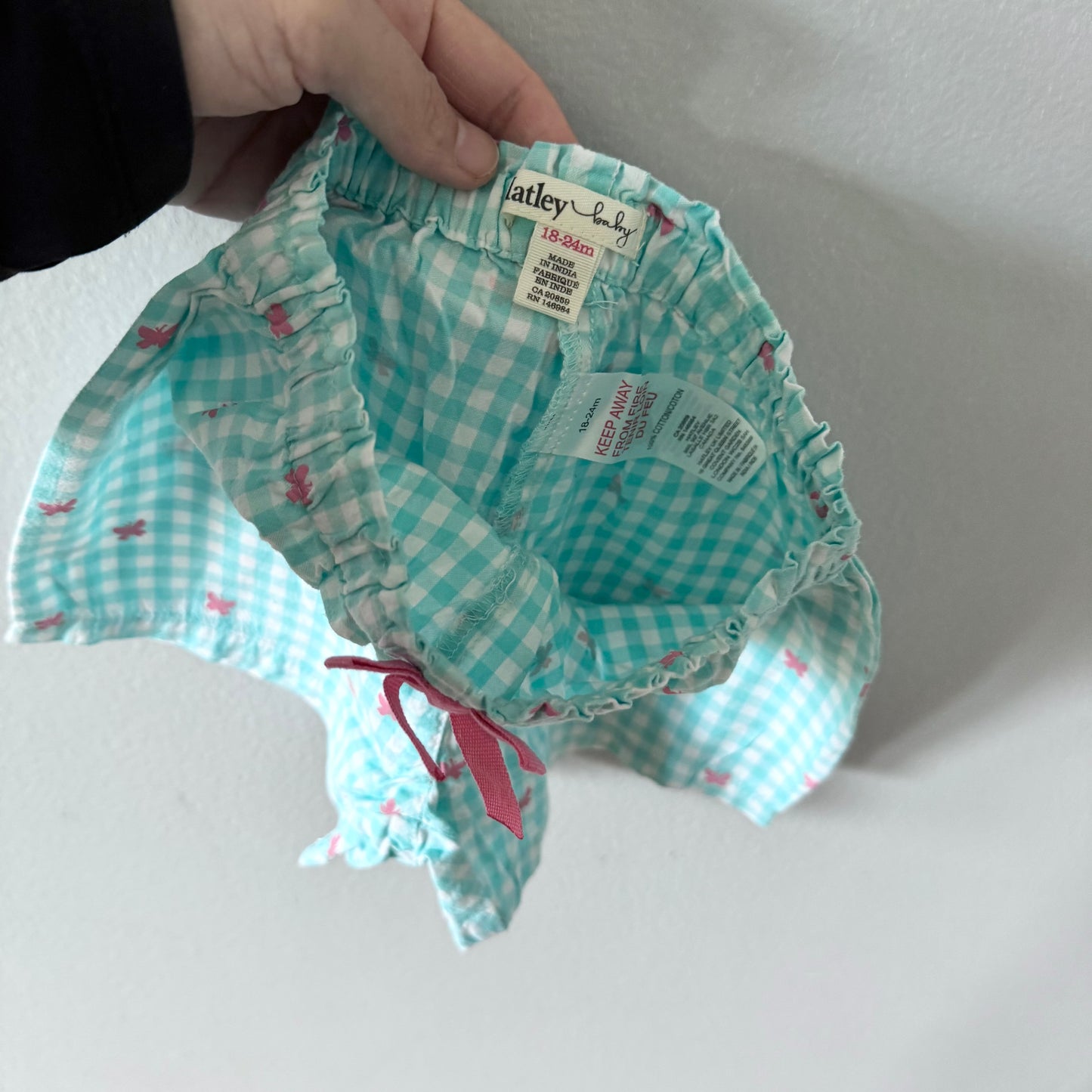 Hatley / Short à carreaux vichy bleu et blanc / 18-24 mois