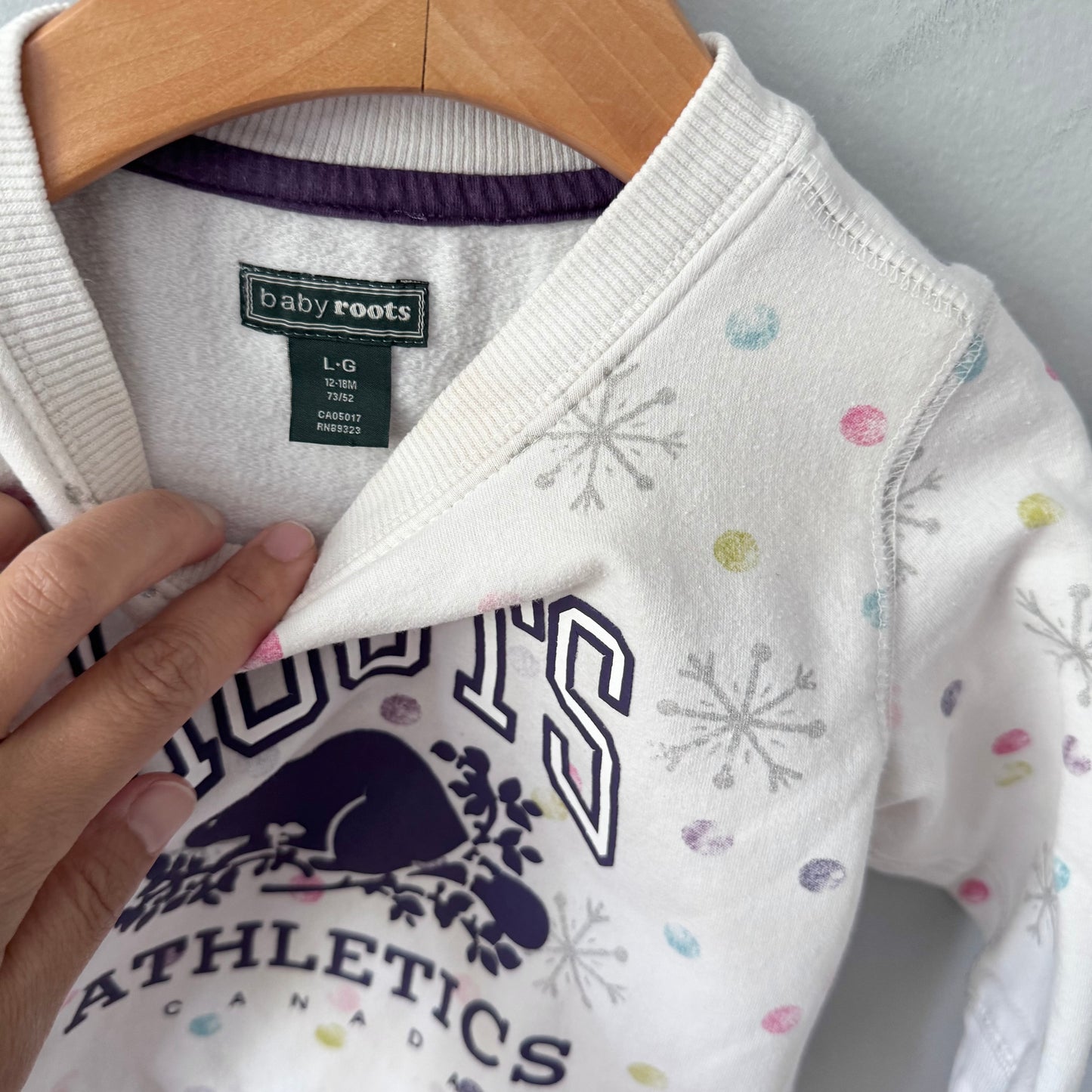 Roots / White x dots logo sweatshirt / 12-18M