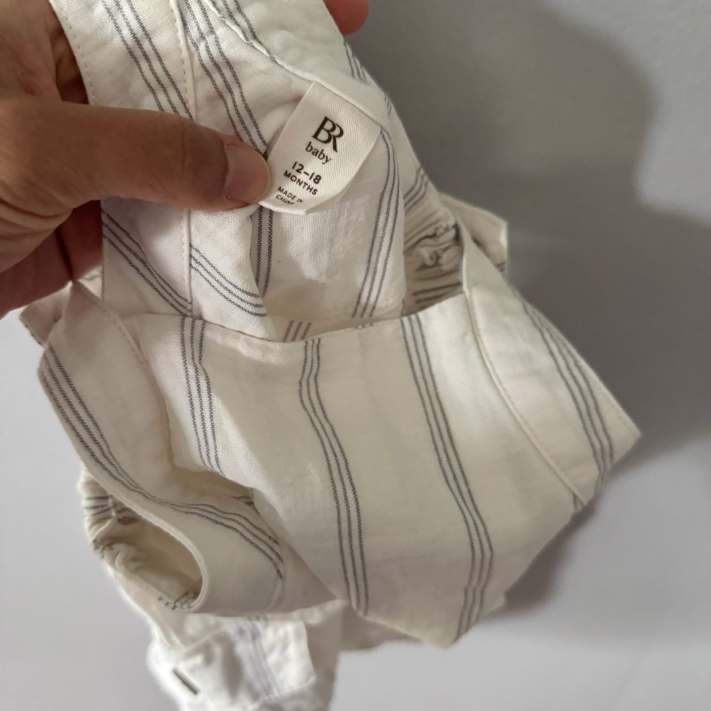 BR baby / White stripe overalls / 12-18M