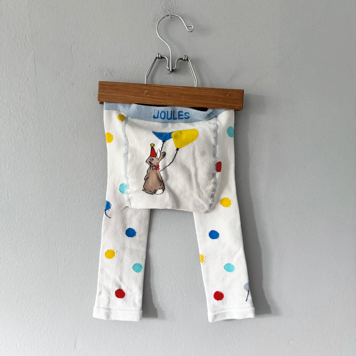 Joules / White x dots knit leggings / 12-24M