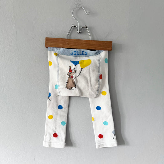 Joules / White x dots knit leggings / 12-24M