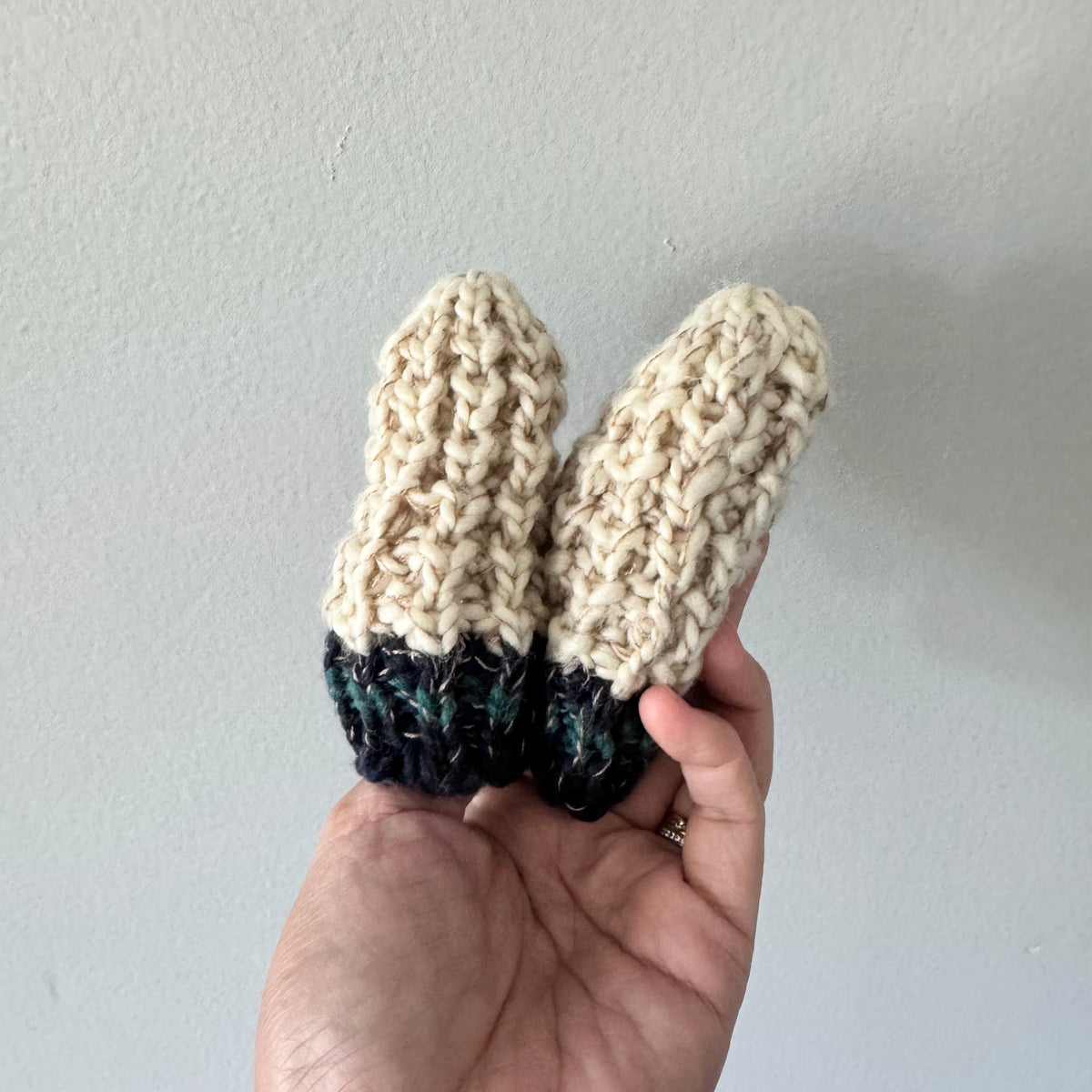 Roots / Sherpa lined knit hat & mittens set / 6-12M