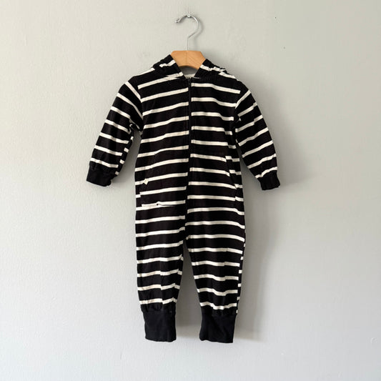 Mini Mioche / Black x white stripe romper / 12-18M