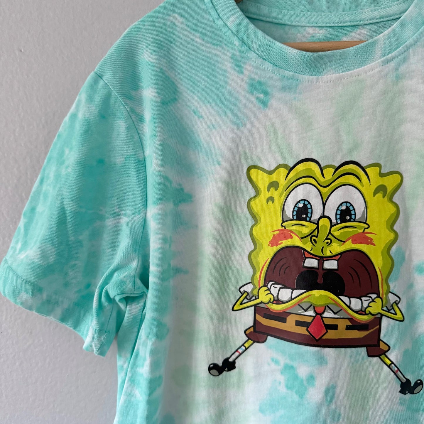 Spongebob / Light green tie dye T-shirt / 7-8Y