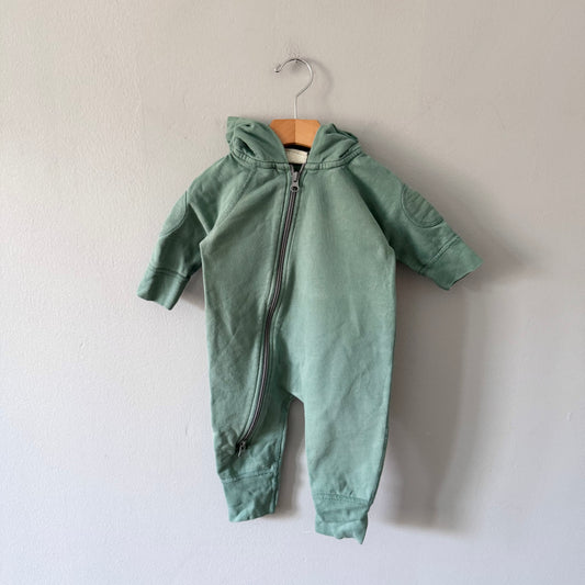Sapling / Green zip up romper / 6-12M