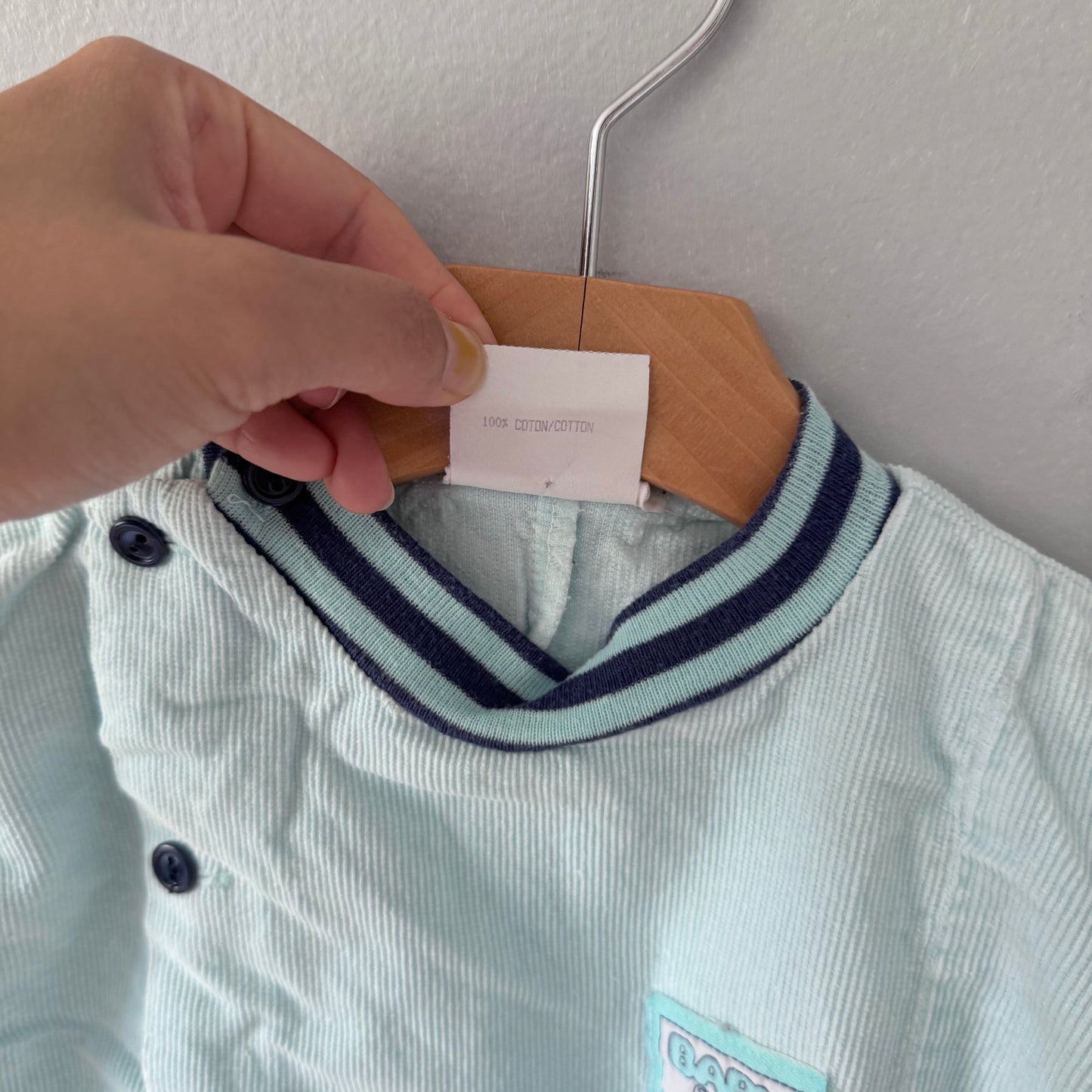Vintage / Blue corduroy romper / 12M