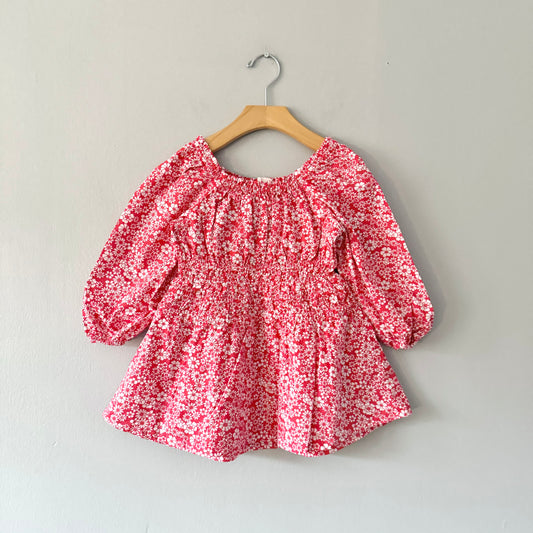 Crewcuts / Red floral blouse dress / 4Y