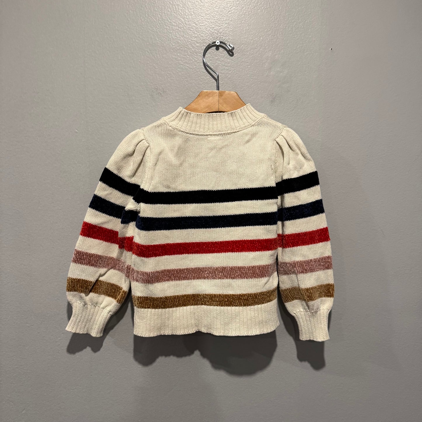 Gap / White x stripe cotton knit pullover / 3Y