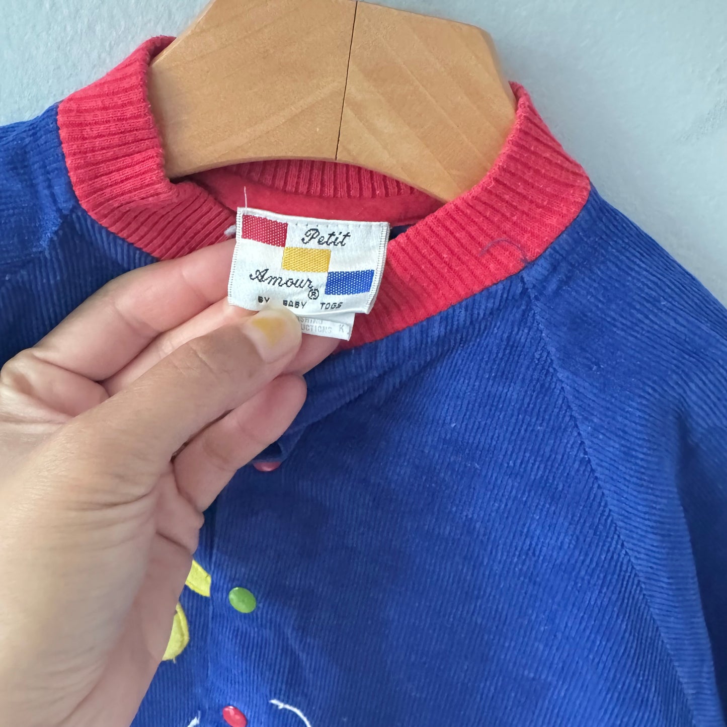 Vintage / Blue corduroy romper / 12M