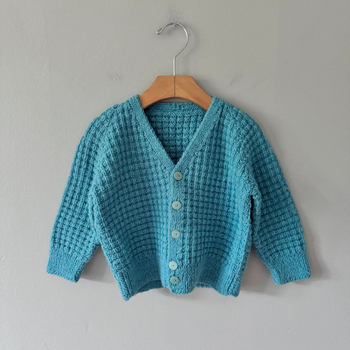Handmade / Blue knit cardigan / 2-3Y