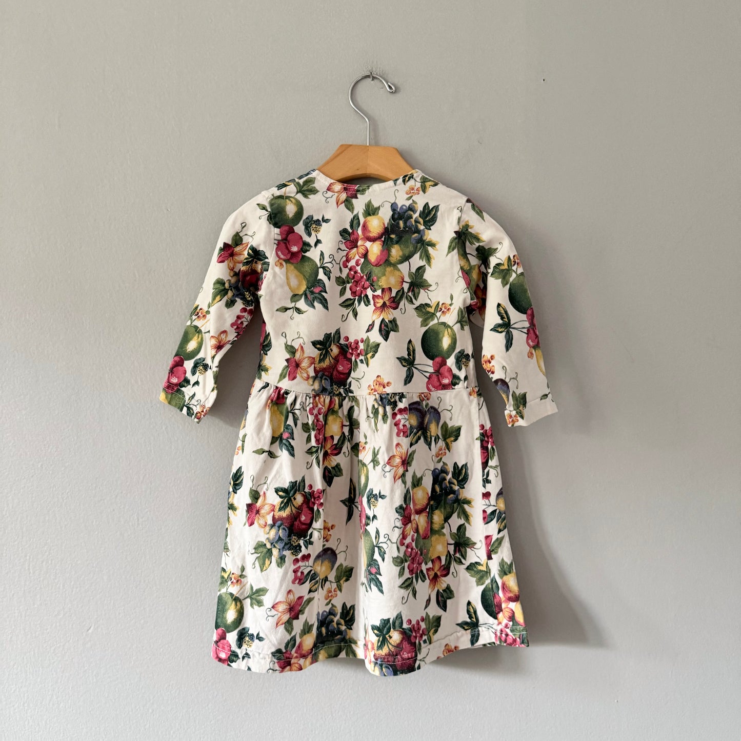 Handmade / White, fruits long sleeve dress / 3Y