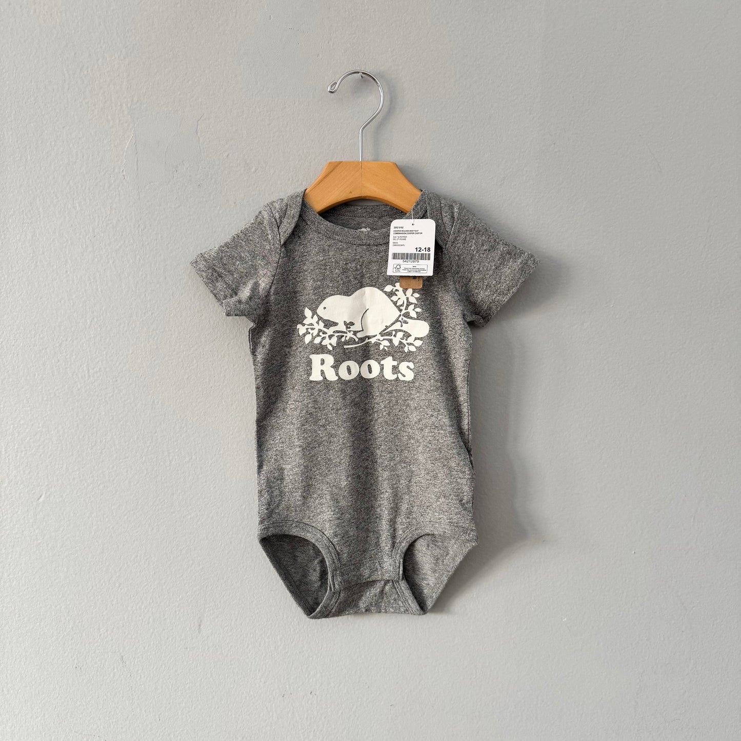 Roots / Grenouillère courte poivre et sel / 12-18 mois - Neuve avec étiquette