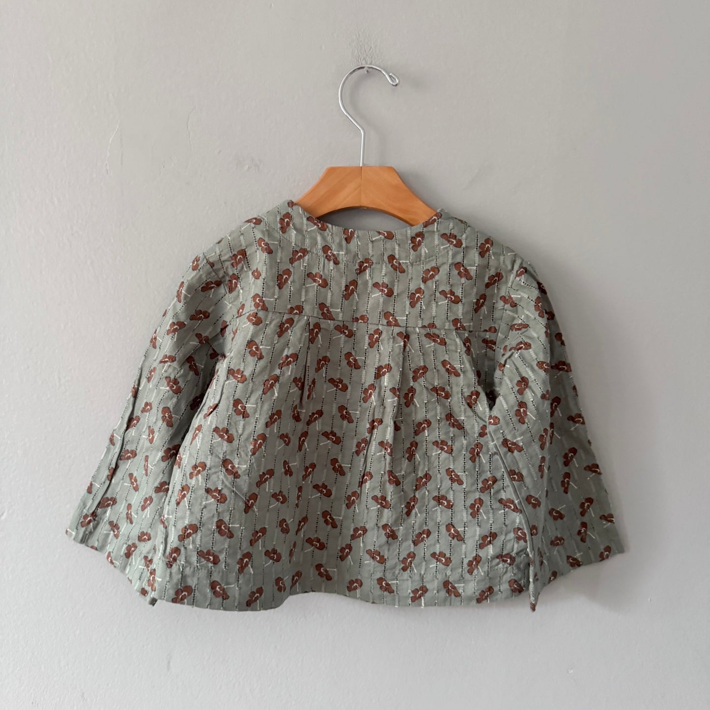 Zara / Smokey blue x brown blouse / 3Y