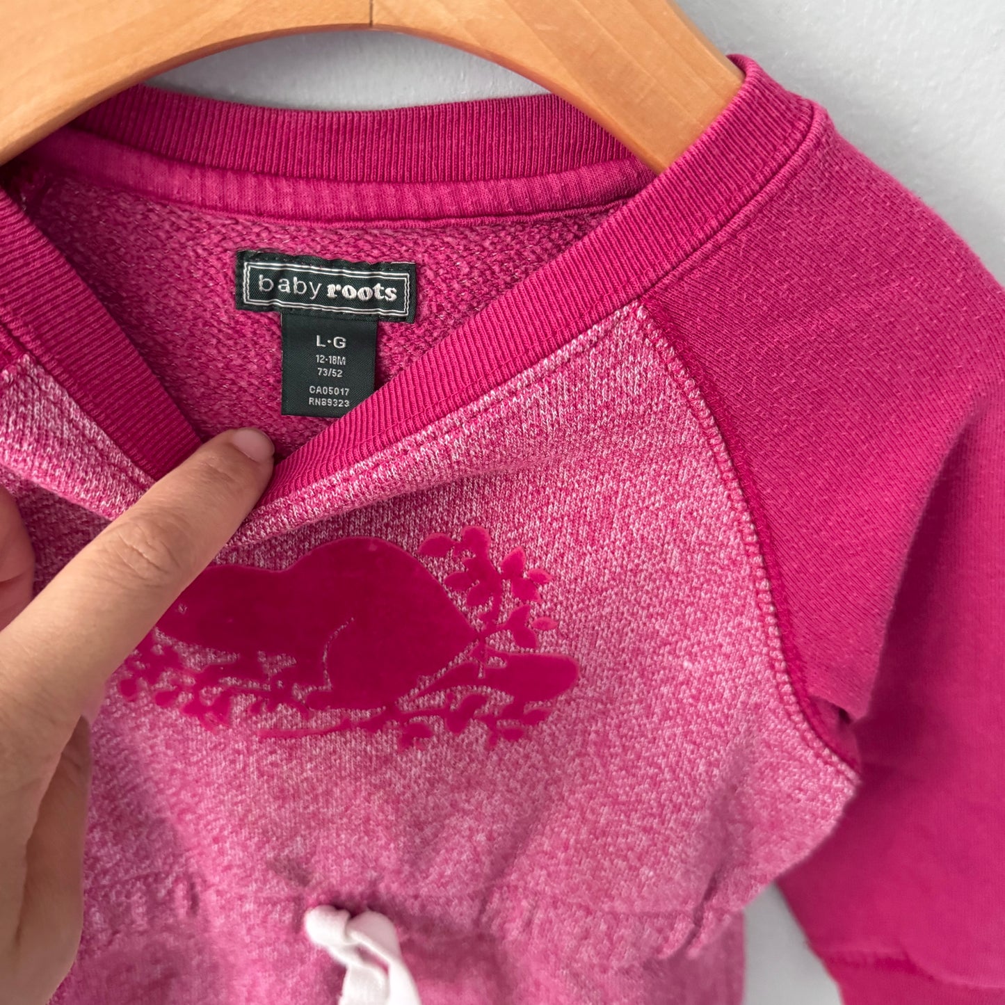 Roots / Pink salt and pepper crew dress / 12-18M