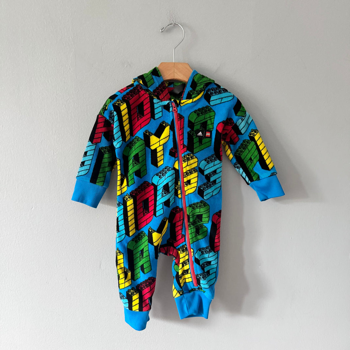 Adidas x Lego / Blue fleece romper / 3-6M