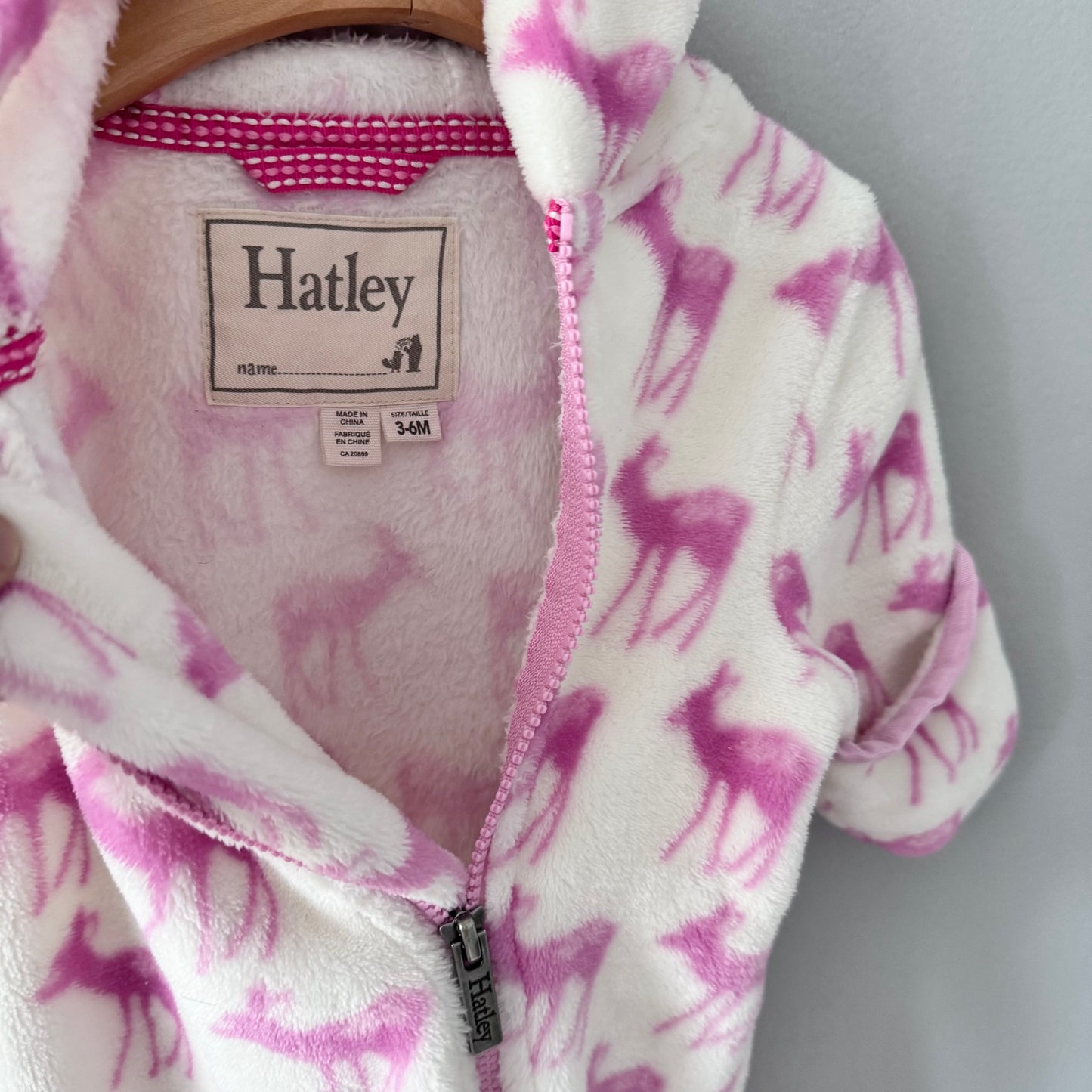 Hatley / White x pink fleece bunting / 3-6M