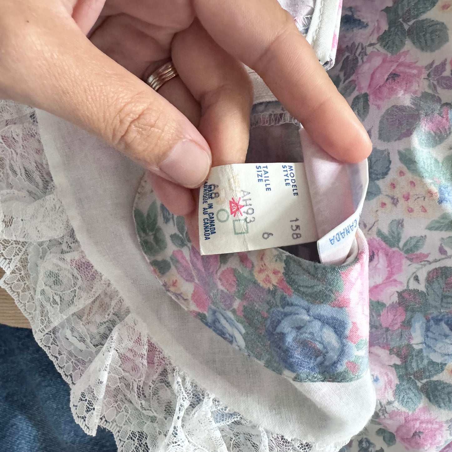 Vintage / Floral long sleeve dress / 6Y
