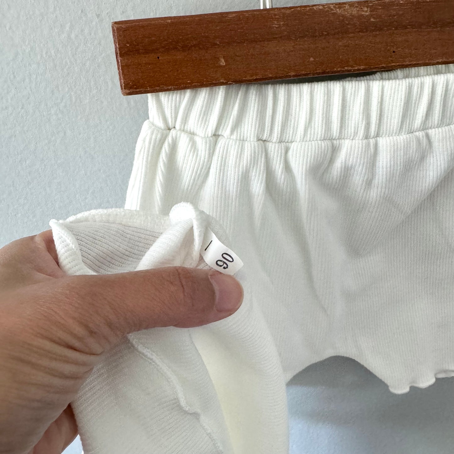 No brand / Ribbed cami + shorts set - White / 90cm(18-24M)