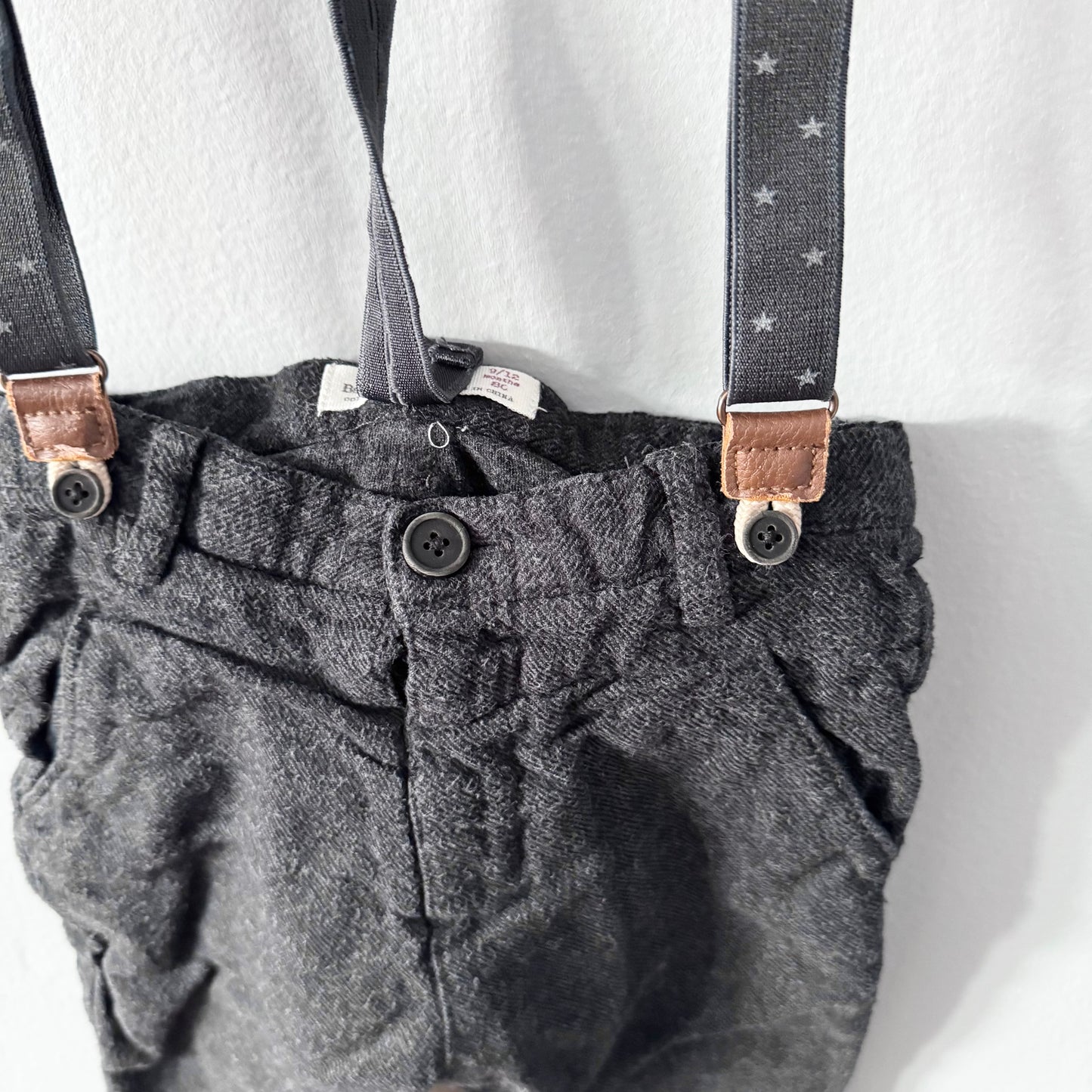 Zara / Flannel lined pants with suspender	/ 9-12M