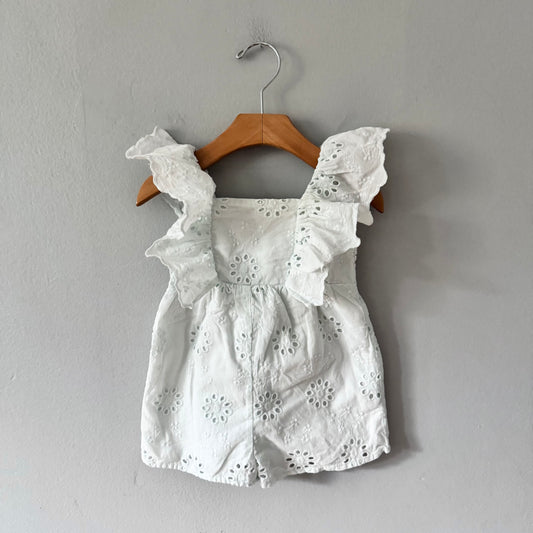 Zara / Light blue eyelet romper / 12-18M