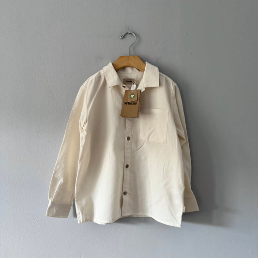 Wheat / White organic cotton shirt / 7Y - New with tag