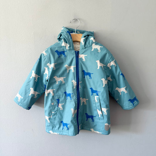 Hatley / Light blue sherpa lined rain jacket / 3Y