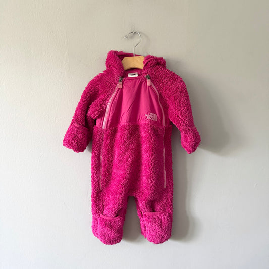 The North Face / Pink sherpa bunting suit / 3-6M