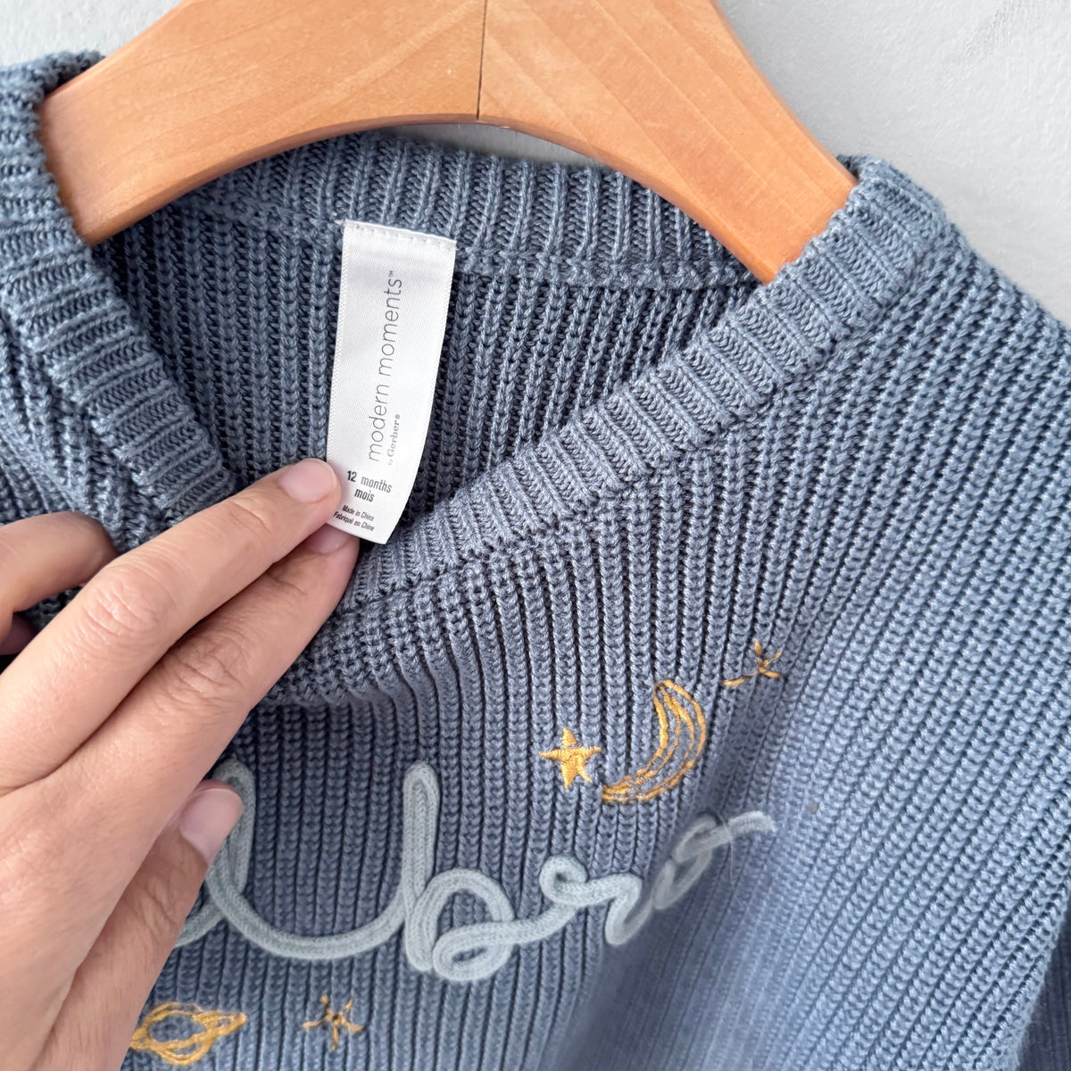 Modern Moments / Blue ribbed knit pullover / 12M