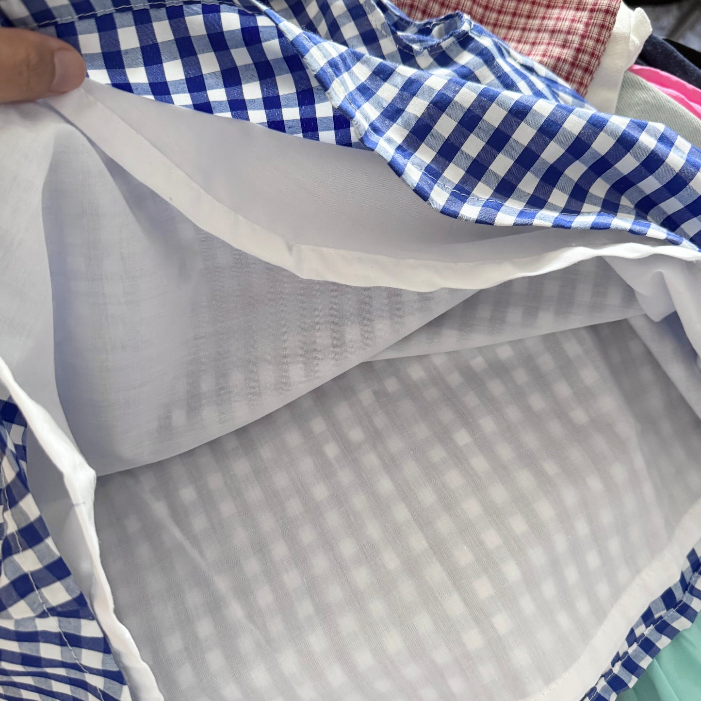Vintage / White blue plaid dress / 24M