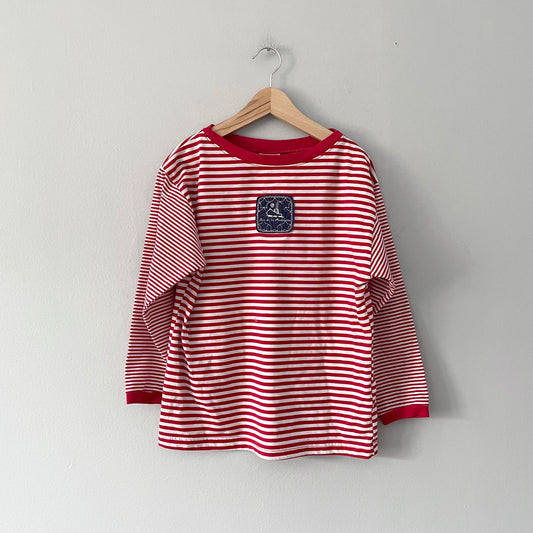 Vintage / Red x white striped T-shirt / 6Y