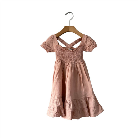Knotted fern / Pink puff sleeve dress / 12-18M