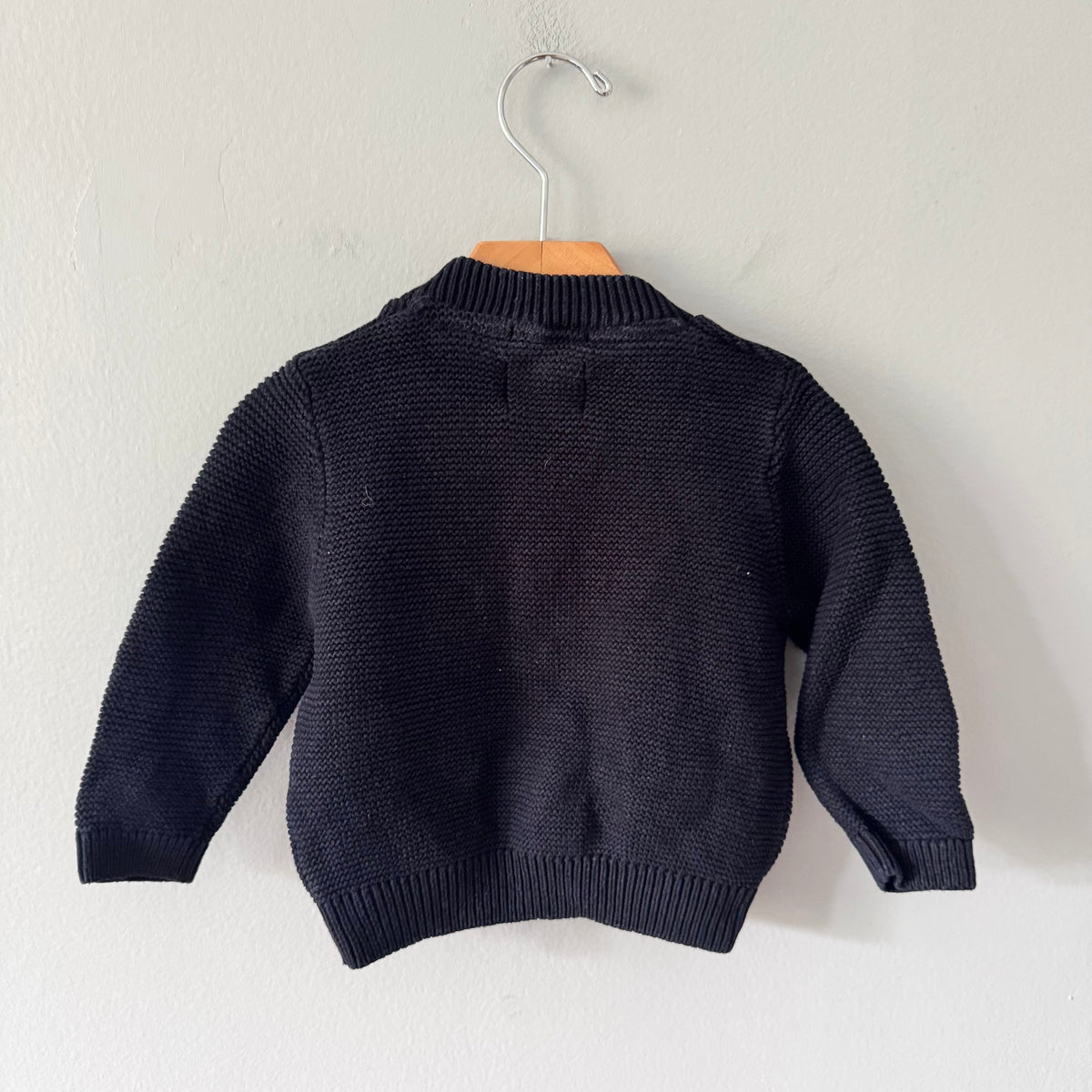 Zara / Navy cotton knit zip up jacket / 12-18M